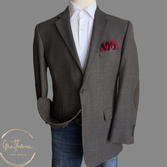 Stafford Other - STAFFORD Mens Blazer Sport Coat Jacket 42L Brown Wool Two Button Jacket Suits